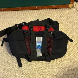 Gregory Mirage Black & Red Waist Pack with Multiple compartments for water, etc.
